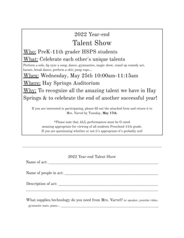 2022 Year End Talent Show Hay Springs Public School