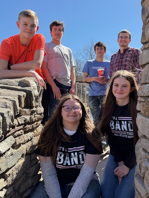 All state band students casual outside.