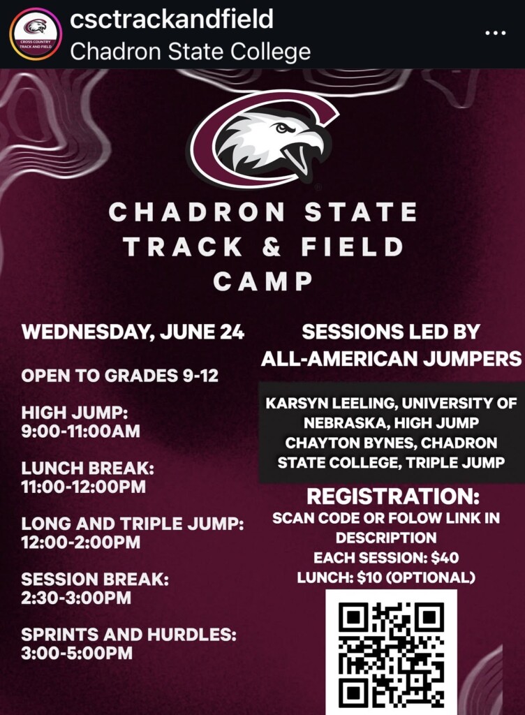 Chadron State College Track and Field Camp on June 24, 2026