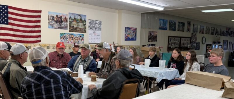 Students participate in Hawk Talk at the Hay Springs Senior Center