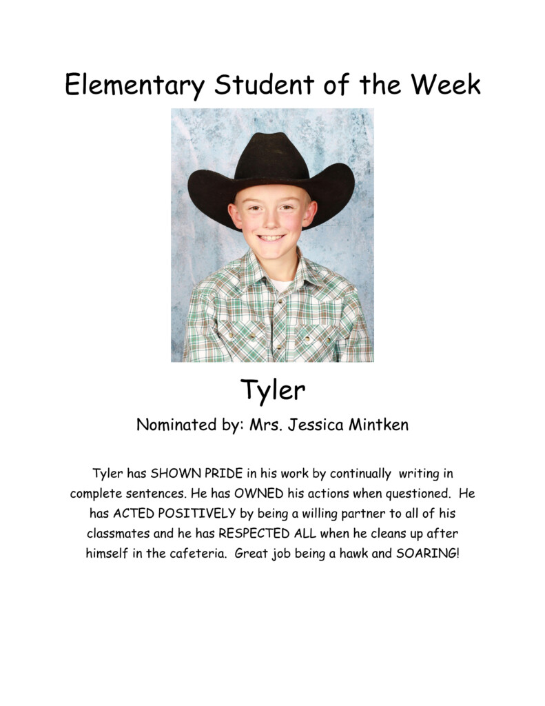 Elementary Student of the Week for September 28, 2026