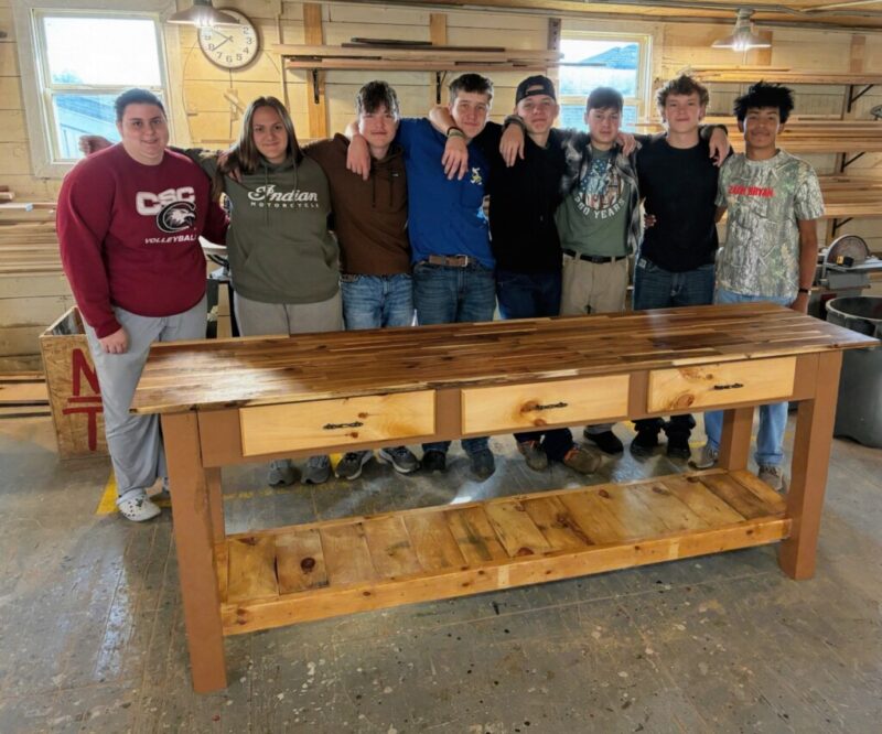 Construction class quarter project workbench.